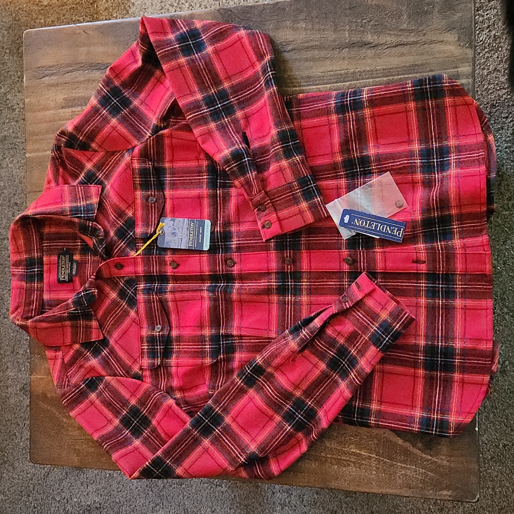 Pendleton Christy Ultrafine Merino Wool Plaid Board Shirt.